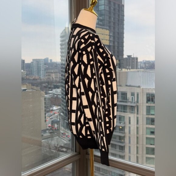 🆕 KARL LAGERFELD 🧿 NWT KARL Logomania Pullover Sweater, Black & White, Sz M - Picture 8 of 12